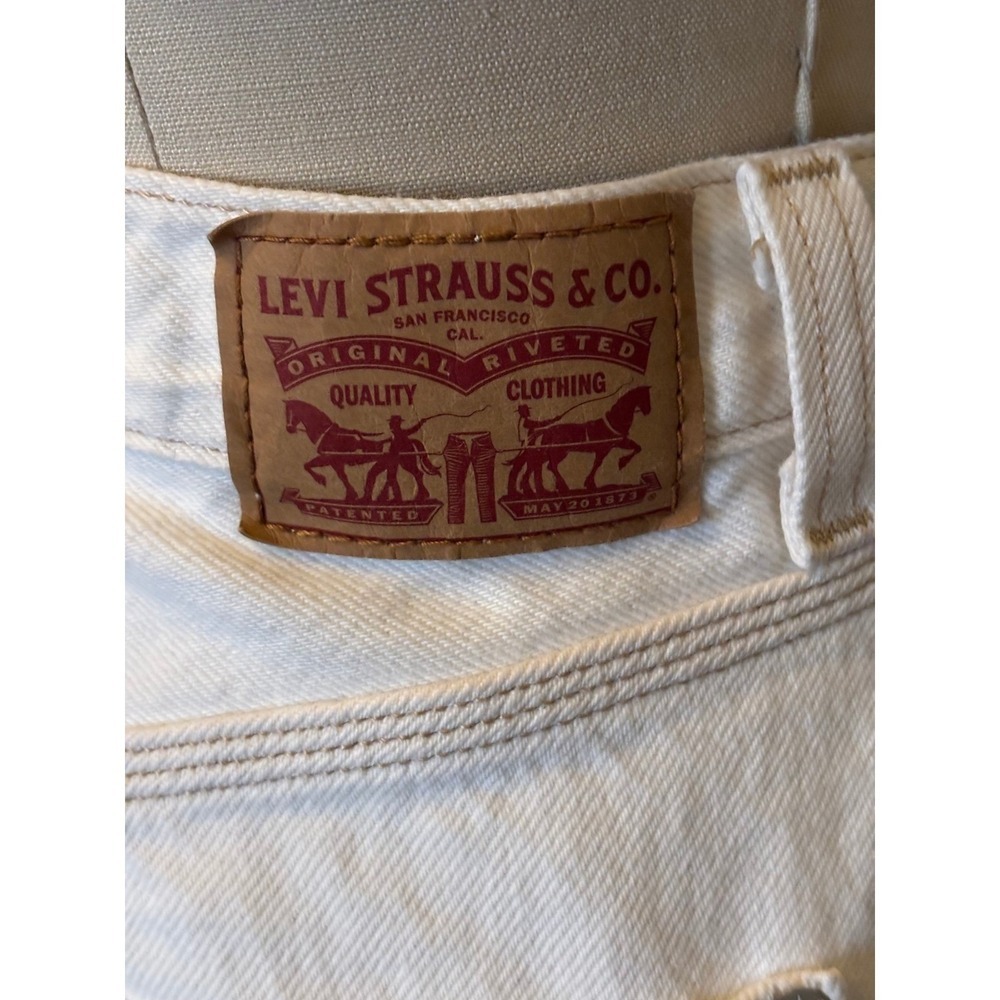 Levi's‎ Cream Denim Carpenter Pencil Midi Skirt Women's Size 27 Waist - Picture 6 of 9